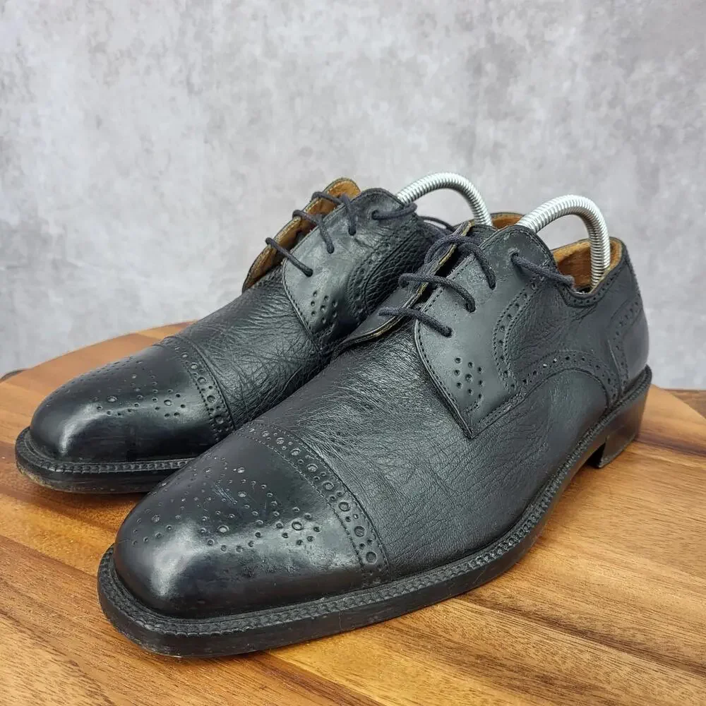 Johnston & Murphy‎ Celina Oxford Shoes Mens 8.5 Black Leather Cap Toe Dress Shoe